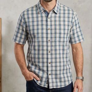 Toad & Co Shirt Mens XXL Button Up Short Sleeve Airscape organic cotton casual
